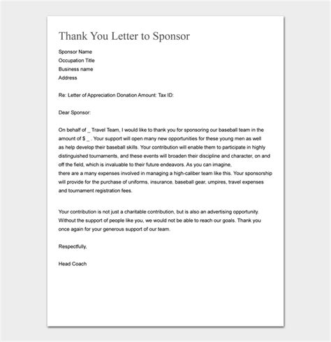 Thanking Letter To A Sponsor (+7 Thank You Templates).
